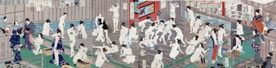 Naakte lichamen, 1868 door Toyohara Kunichika